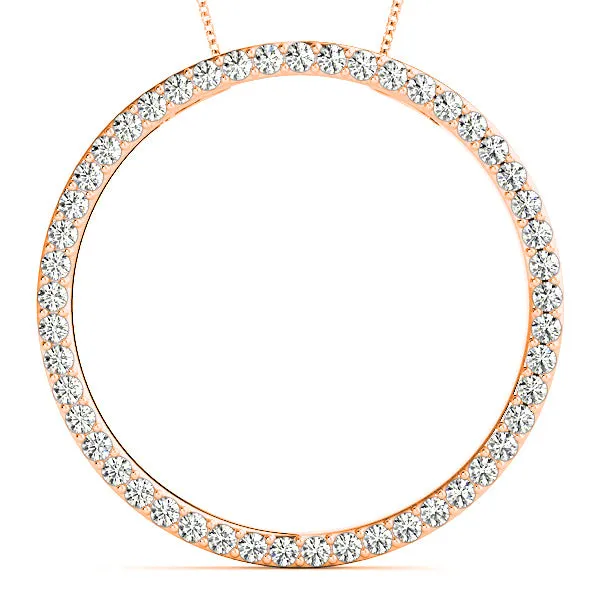 1.00 ctw Diamond Circle Necklace Pendant Pave Set