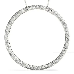 1.00 ctw Diamond Circle Necklace Pendant Pave Set