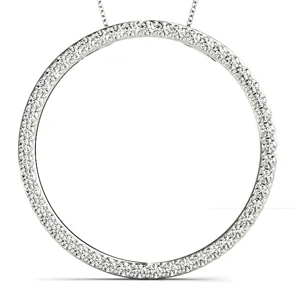 1.00 ctw Diamond Circle Necklace Pendant Pave Set