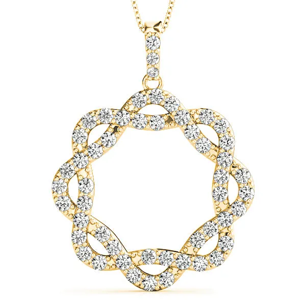 1.00 ctw Diamond Criss Cross Infinity Circle Necklace Pendant