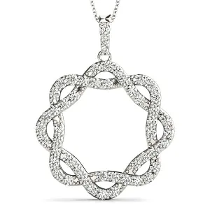 1.00 ctw Diamond Criss Cross Infinity Circle Necklace Pendant