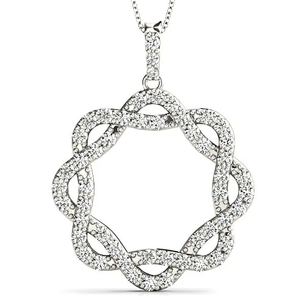 1.00 ctw Diamond Criss Cross Infinity Circle Necklace Pendant