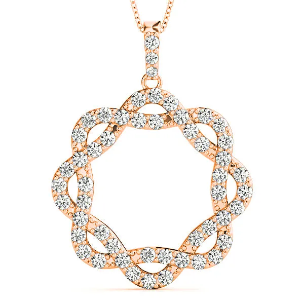 1.00 ctw Diamond Criss Cross Infinity Circle Necklace Pendant