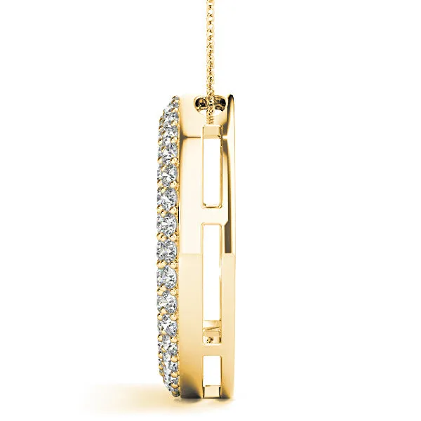 1.00 ctw Diamond Double Row Pave Circle Necklace Pendant