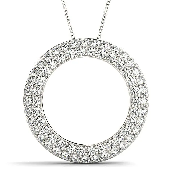 1.00 ctw Diamond Double Row Pave Circle Necklace Pendant