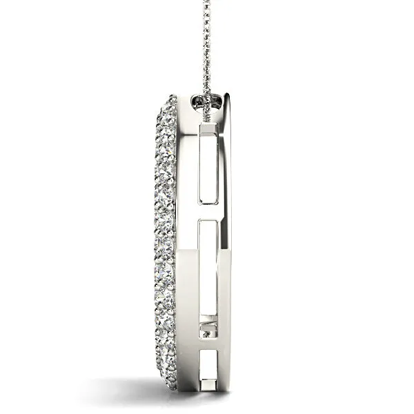 1.00 ctw Diamond Double Row Pave Circle Necklace Pendant