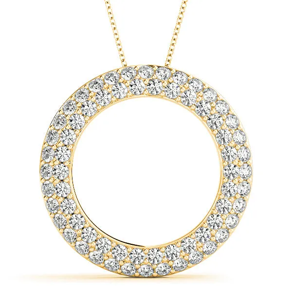 1.00 ctw Diamond Double Row Pave Circle Necklace Pendant
