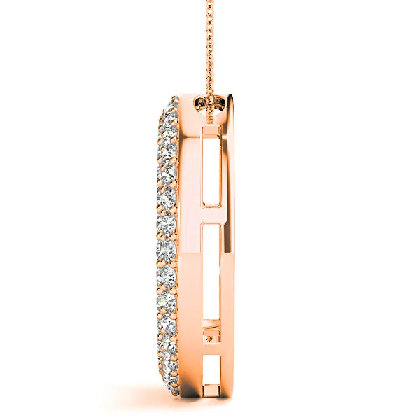 1.00 ctw Diamond Double Row Pave Circle Necklace Pendant
