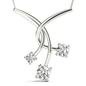 1.00 ctw Graduated Diamond Three Stone Necklace Pendant