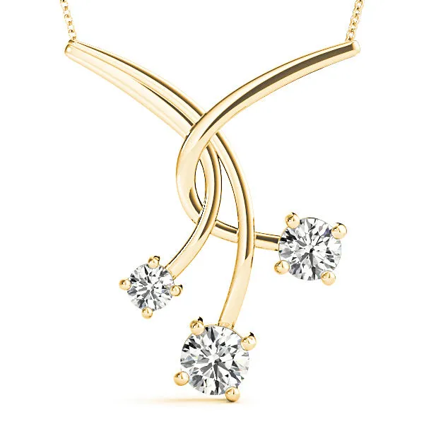 1.00 ctw Graduated Diamond Three Stone Necklace Pendant