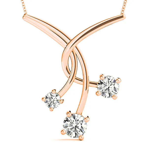 1.00 ctw Graduated Diamond Three Stone Necklace Pendant
