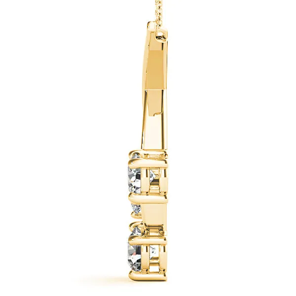 1.00 ctw Graduated Diamond Three Stone Necklace Pendant