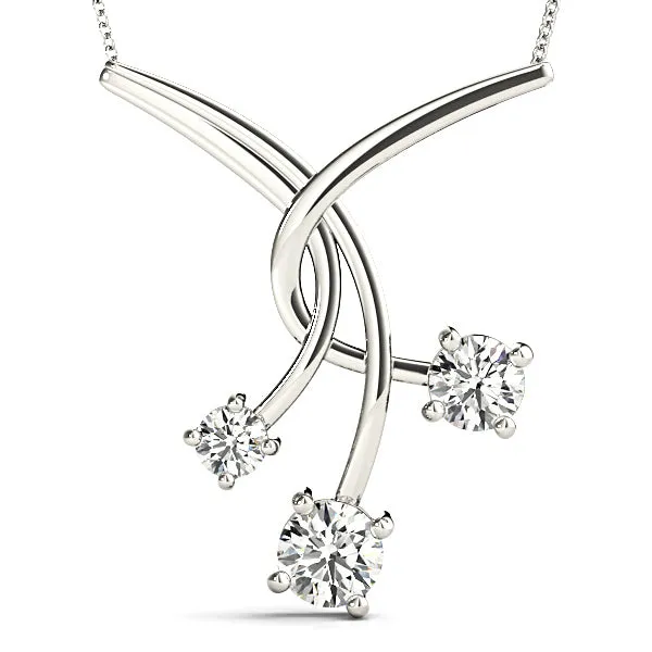 1.00 ctw Graduated Diamond Three Stone Necklace Pendant