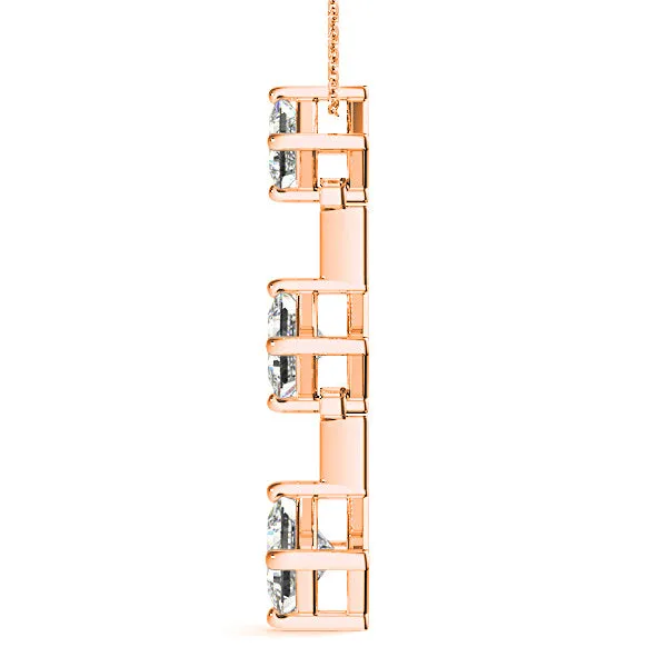 1.00 ctw Graduated Princess Cut Diamond Three Stone Necklace Pendant