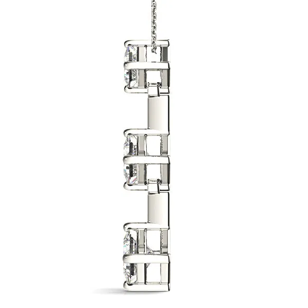 1.00 ctw Graduated Princess Cut Diamond Three Stone Necklace Pendant