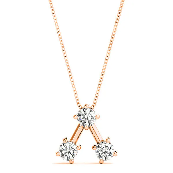 1.00 ctw Round Diamond Three Stone Necklace Pendant