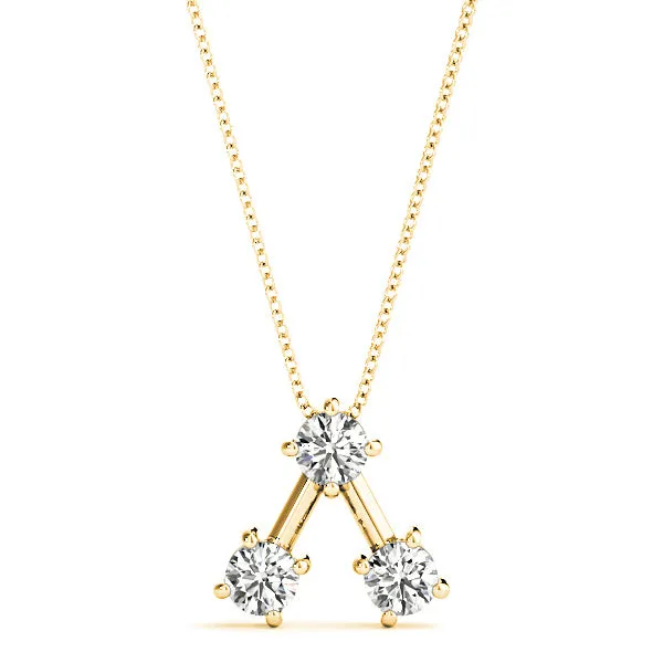 1.00 ctw Round Diamond Three Stone Necklace Pendant