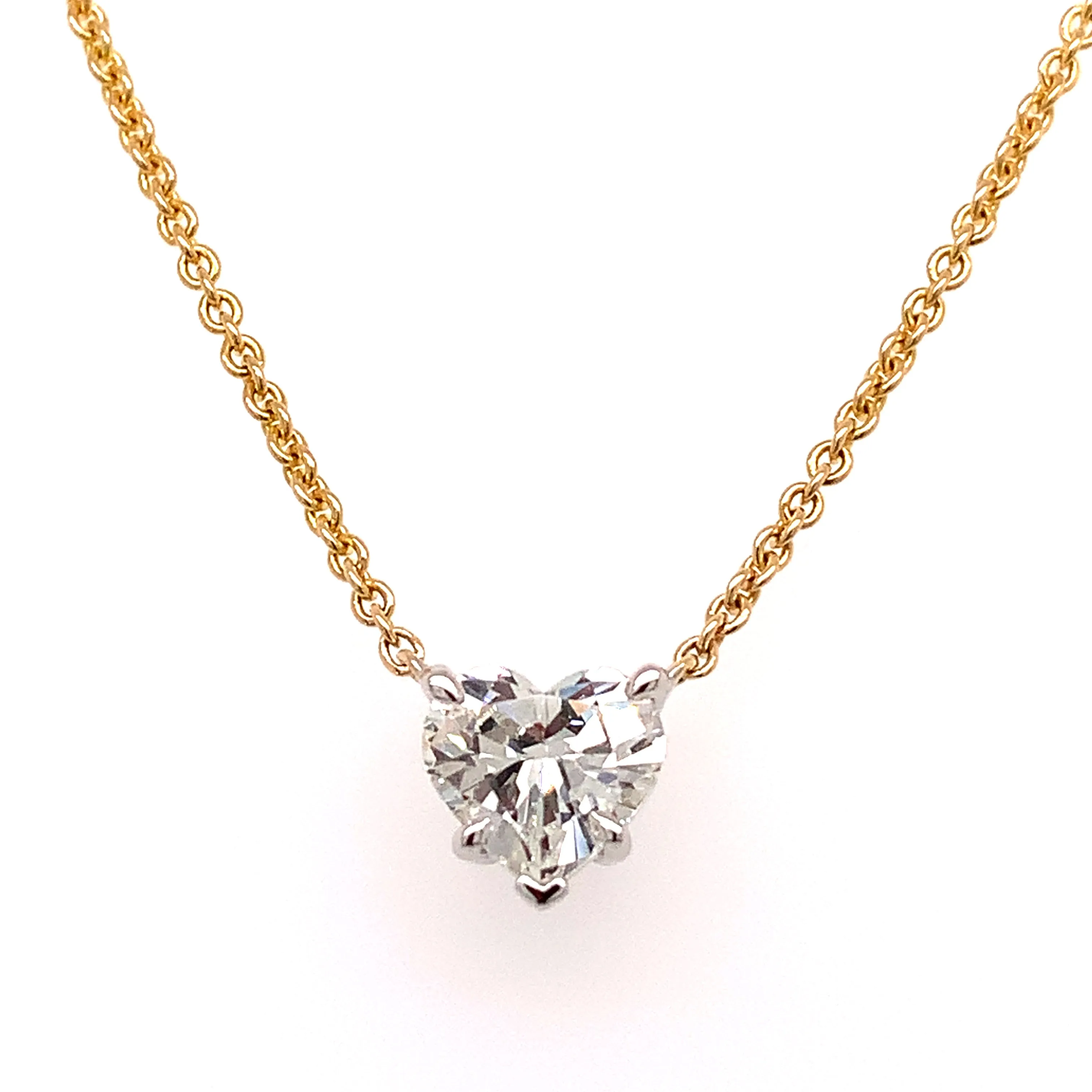 1.00CT GIA Diamond Heart Solitaire Pendant Necklace