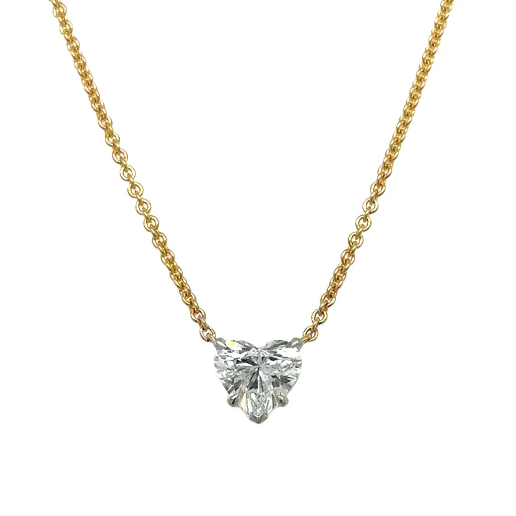1.00CT GIA Diamond Heart Solitaire Pendant Necklace