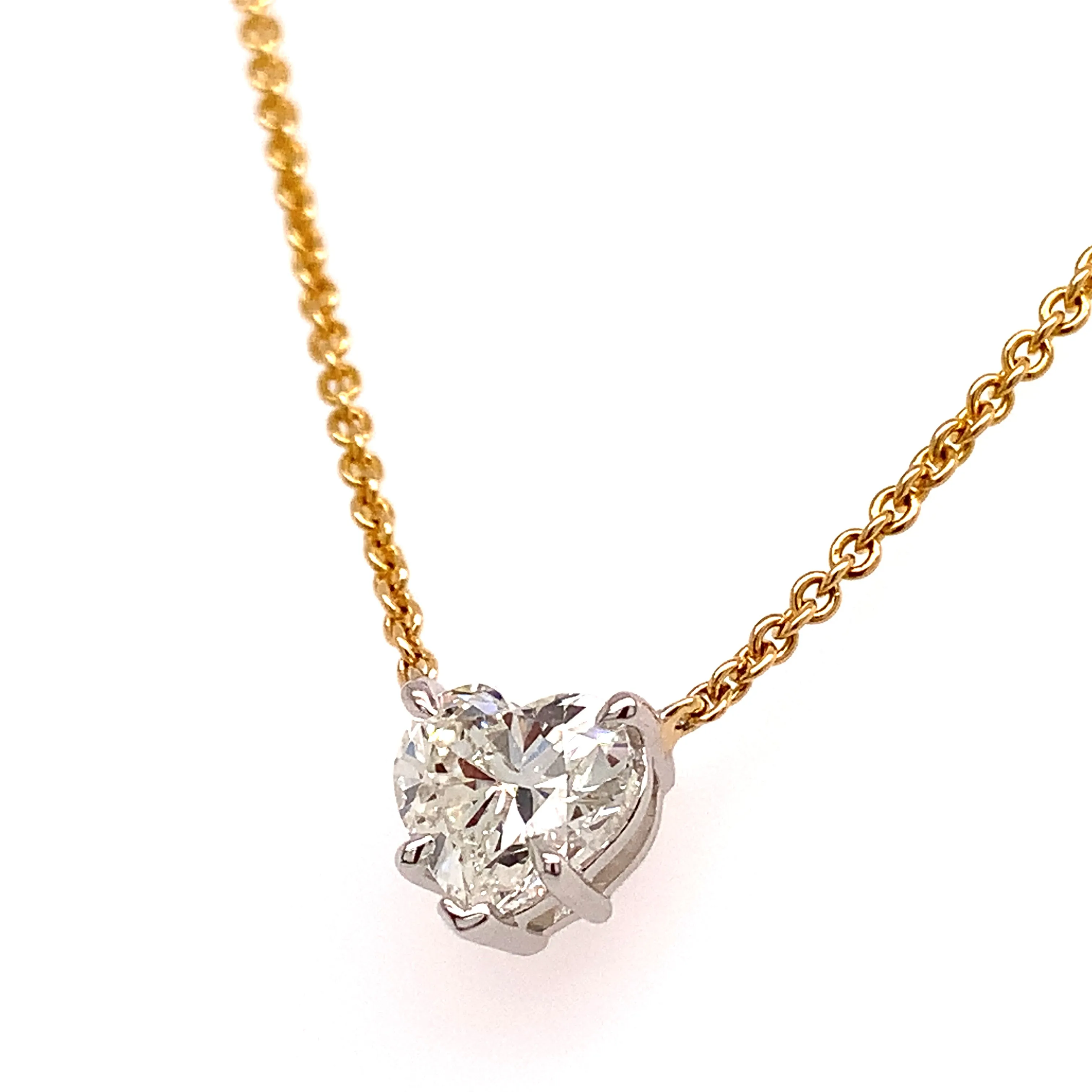 1.00CT GIA Diamond Heart Solitaire Pendant Necklace