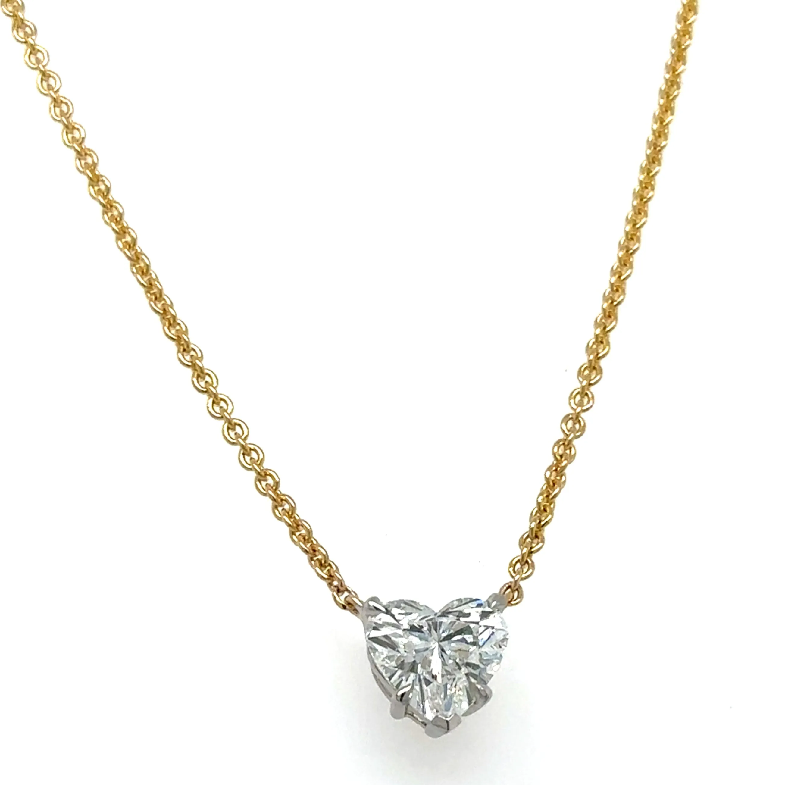 1.00CT GIA Diamond Heart Solitaire Pendant Necklace