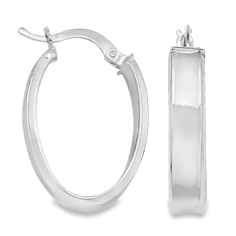 10K, 14K White Gold 4.7 MM Oval Hoop Earrings