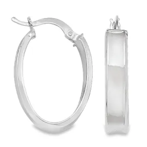 10K, 14K White Gold 4.7 MM Oval Hoop Earrings