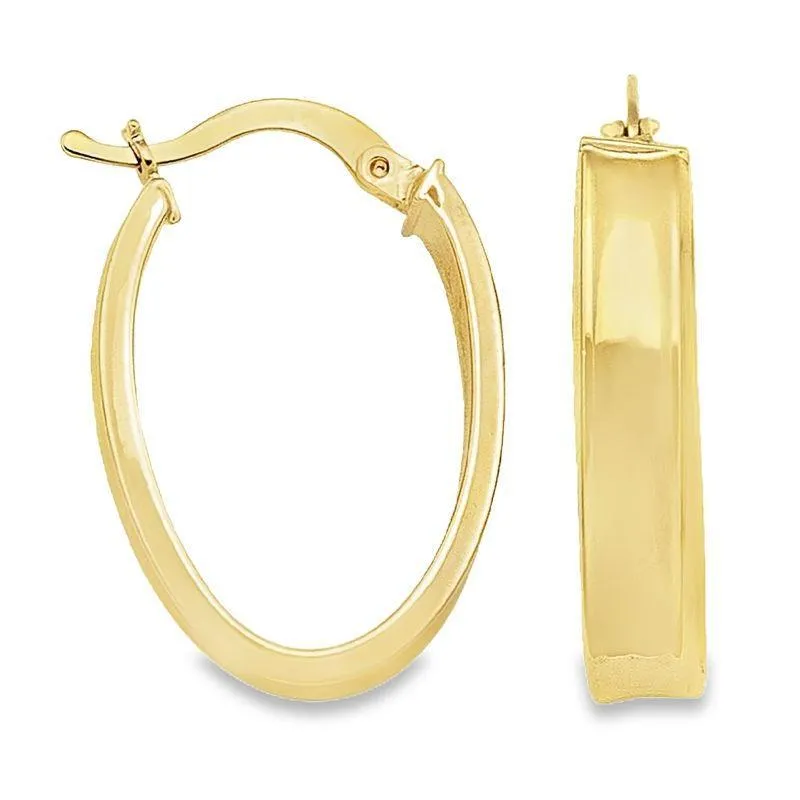 10K, 14K Yellow Gold 4.7 MM Oval Hoop Earrings