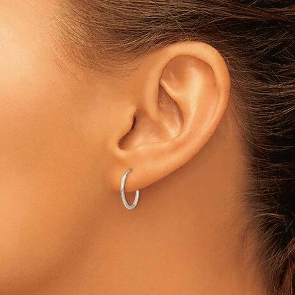 10K White Gold 14mm Sleeper Earrings