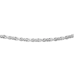 10K White or Yellow Gold (0.10ct) Hugs and Kisses Diamond Bracelet