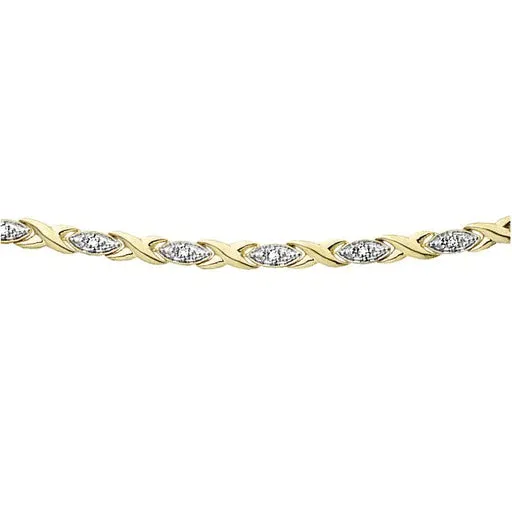 10K White or Yellow Gold (0.10ct) Hugs and Kisses Diamond Bracelet
