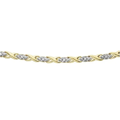10K White or Yellow Gold (0.10ct) Hugs and Kisses Diamond Bracelet
