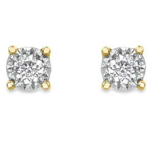 10K Yellow Gold and 0.10 TDW DiamondIllusion Set Stud Earrings
