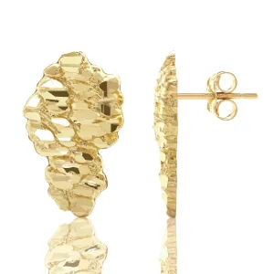 10K Yellow Gold Nugget Earrings (0.77" x 0.46")