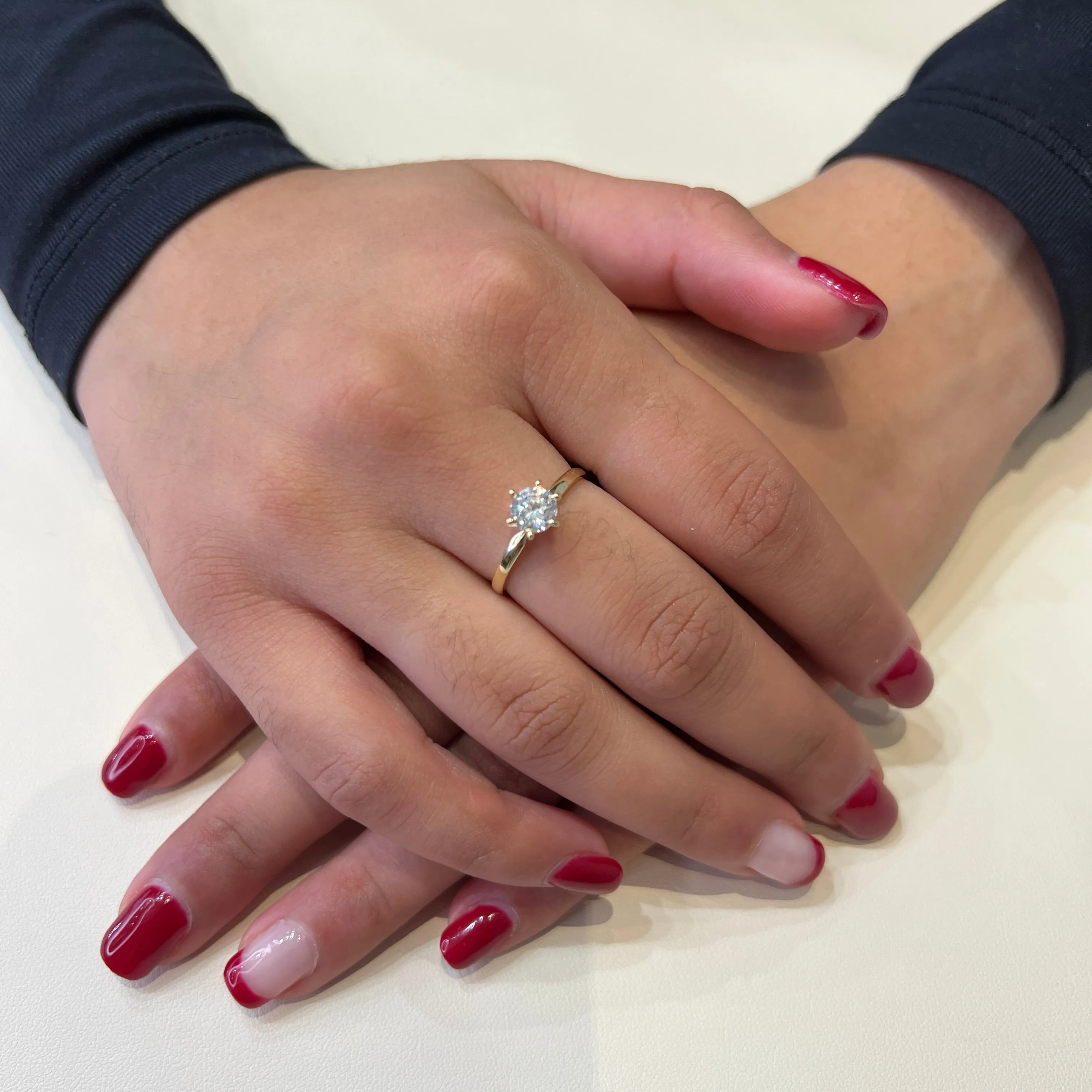 10K Yellow Gold Six Prong Cubic Zirconia Solitaire Ring