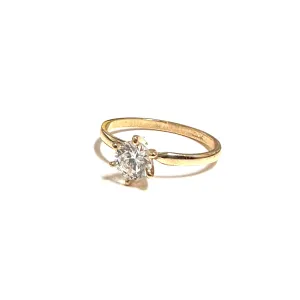 10K Yellow Gold Six Prong Cubic Zirconia Solitaire Ring