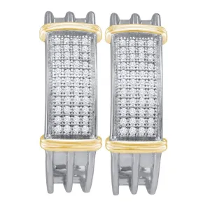 10kt Two-tone Gold Womens Round Diamond Hoop Earrings 1/4 Cttw