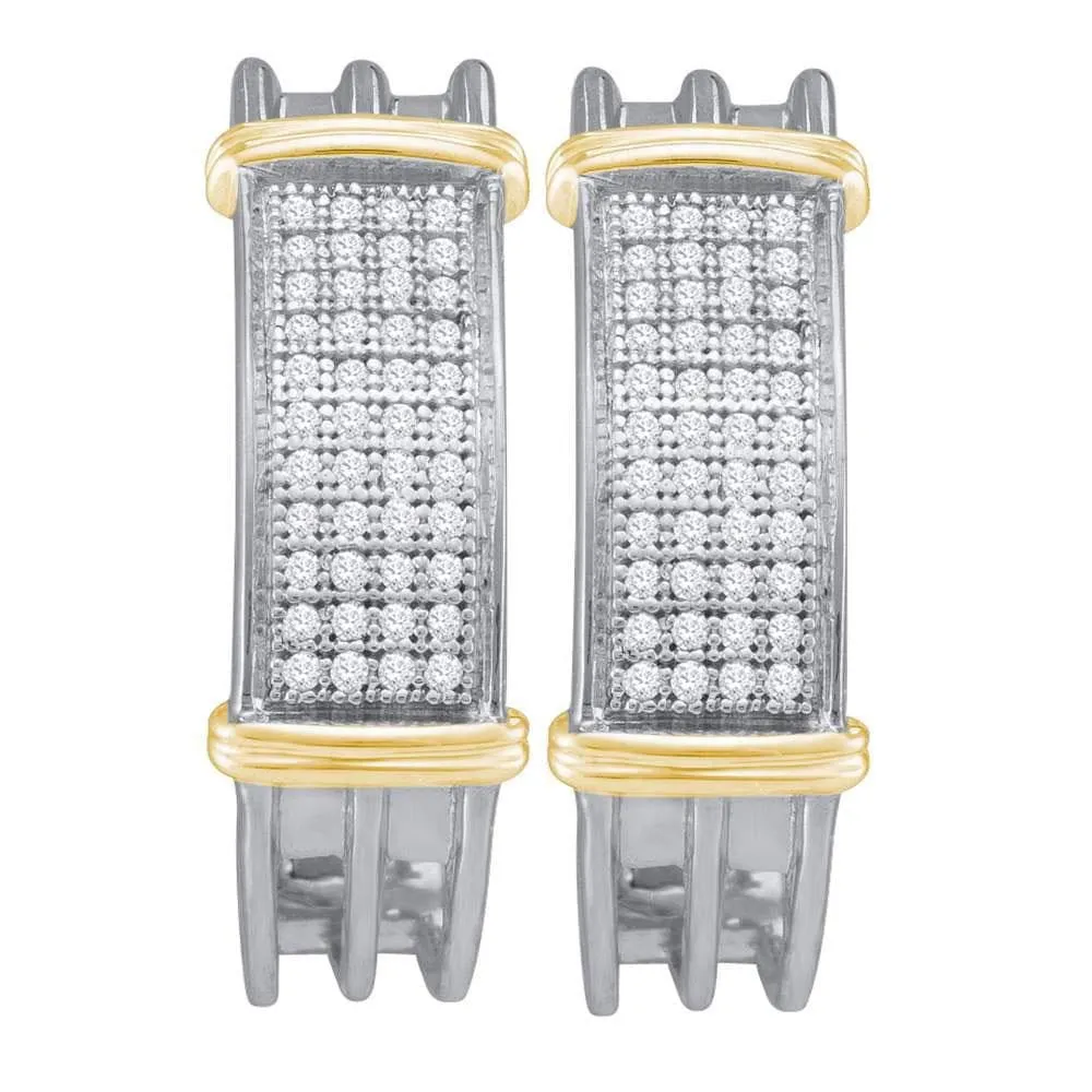 10kt Two-tone Gold Womens Round Diamond Hoop Earrings 1/4 Cttw