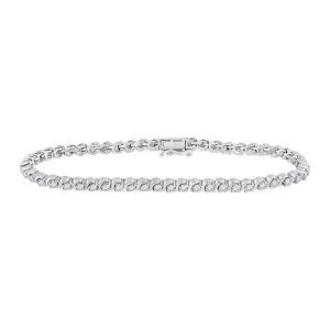10kt White Gold Womens Round Diamond Tennis Bracelet 2 Cttw