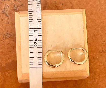 10KT Yellow Gold Hinged Small Huggie Hoop Earrings 12mm