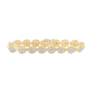 10kt Yellow Gold Womens Round Diamond Teardrop Link Bracelet 2-1/5 Cttw