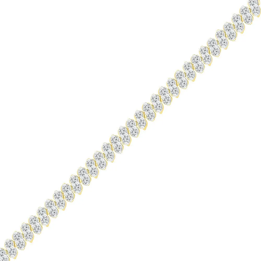 10kt Yellow Gold Womens Round Diamond Tennis Bracelet 1-1/2 Cttw
