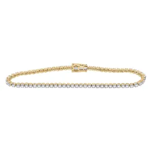 10kt Yellow Gold Womens Round Diamond Tennis Bracelet 1-3/4 Cttw