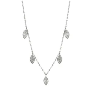 1.10 Carat Natural Diamond Leaf Necklace 14K White Gold G SI 18 inches
