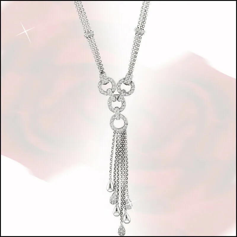 1.10 Carat Natural Diamond Necklace by Designer 14K White Gold