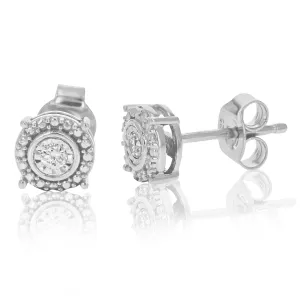 1/10 cttw Lab Grown Halo Diamond Stud Earrings in Sterling Silver
