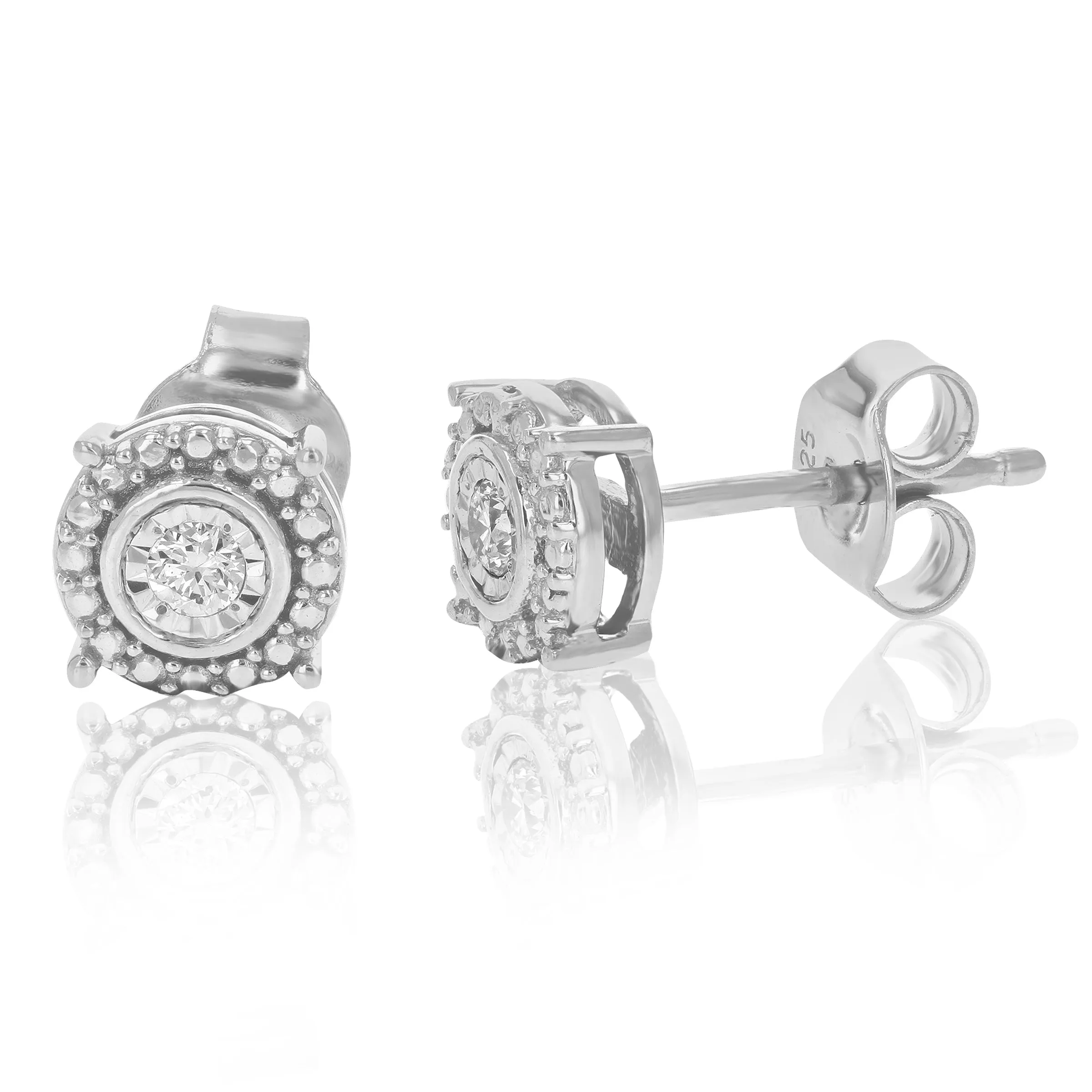 1/10 cttw Lab Grown Halo Diamond Stud Earrings in Sterling Silver