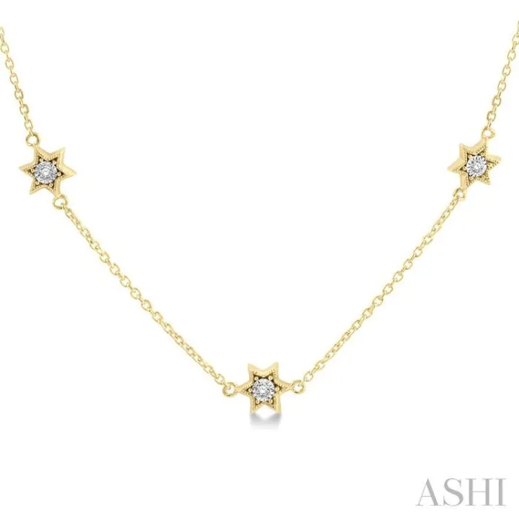 1/10 ctw Star Round Cut Diamond Station Necklace in 10K Yellow Gold
