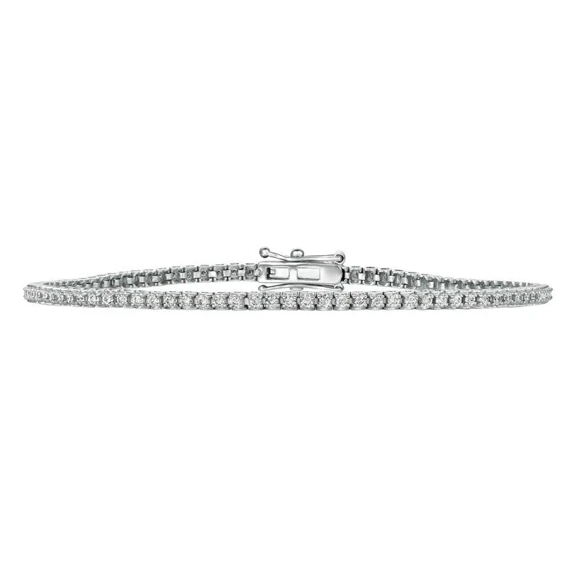1.15 Carat Natural Diamond Tennis Bracelet G SI 14K White Gold 8''