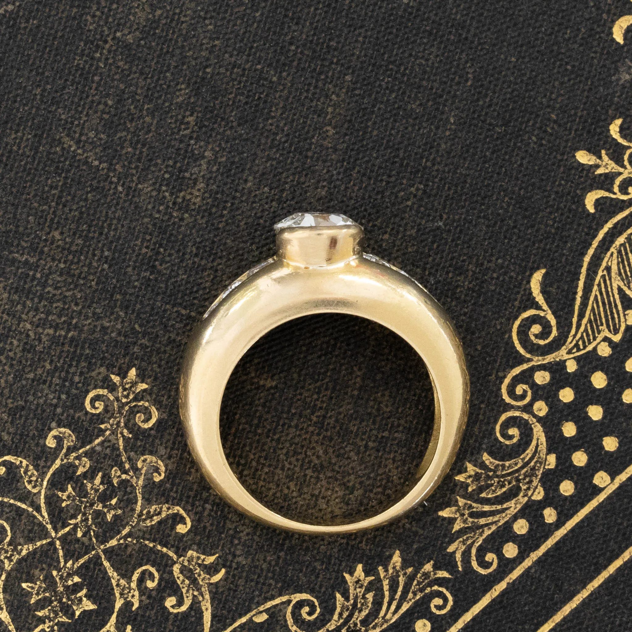 1.15ct Old European Cut Diamond Half-Bezel Ring, GIA K VS1